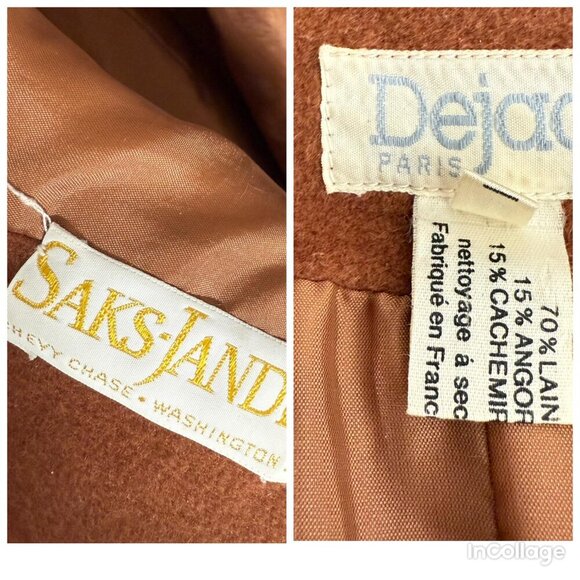 Vintage Dejac Saks-Jandel Wool Angora Cashmere Blazer Coal Old Money Luxury L - Picture 10 of 10